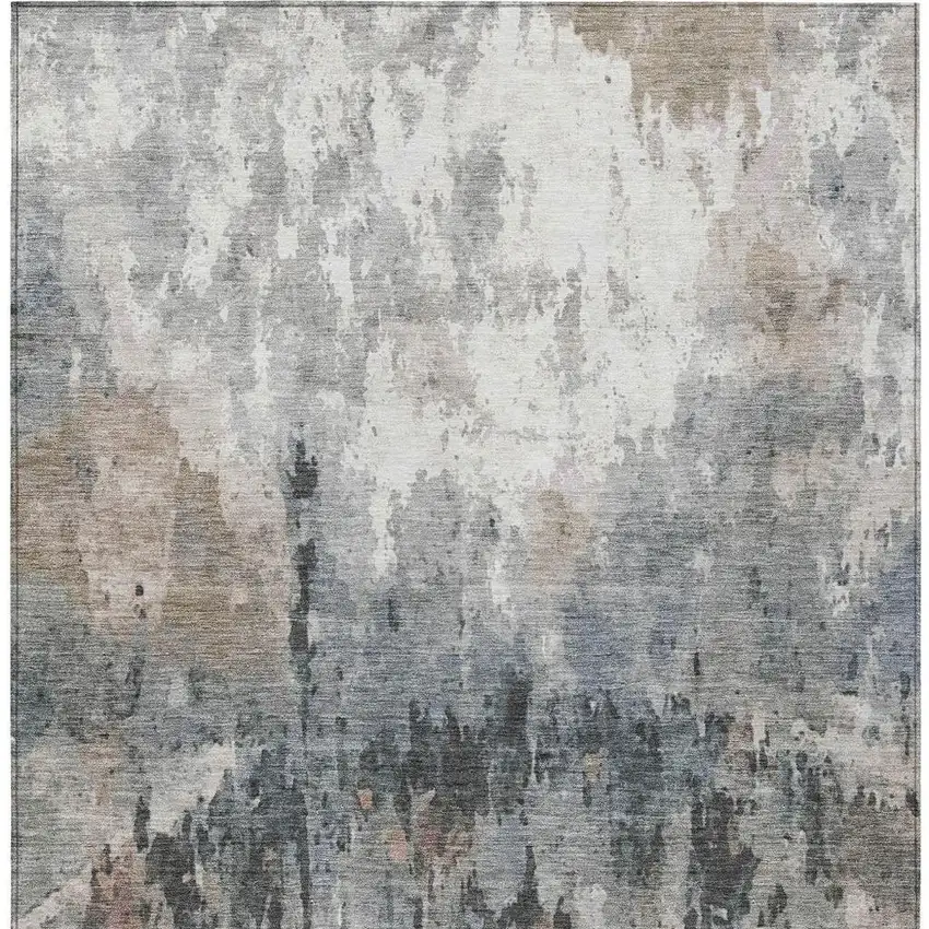 Beige Ivory And Gray Abstract Washable Indoor Outdoor Area Rug Photo 5