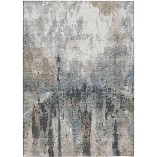 Beige Ivory And Gray Abstract Washable Indoor Outdoor Area Rug Photo 2
