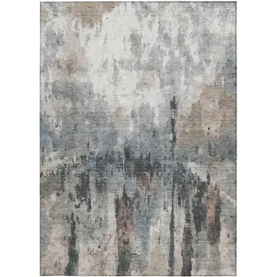 Beige Ivory And Gray Abstract Washable Indoor Outdoor Area Rug Photo 4