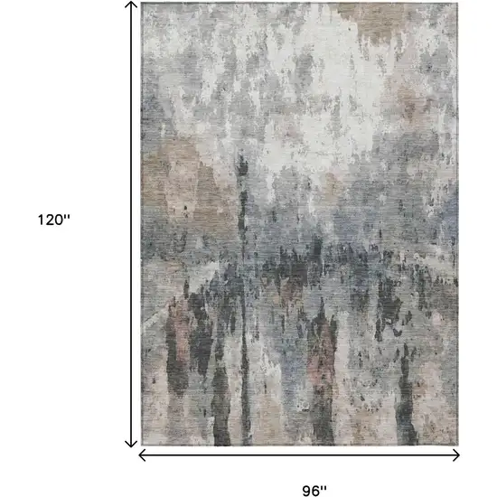 Beige Ivory And Gray Abstract Washable Indoor Outdoor Area Rug Photo 3