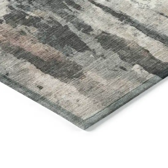 Beige Ivory And Gray Abstract Washable Indoor Outdoor Area Rug Photo 6