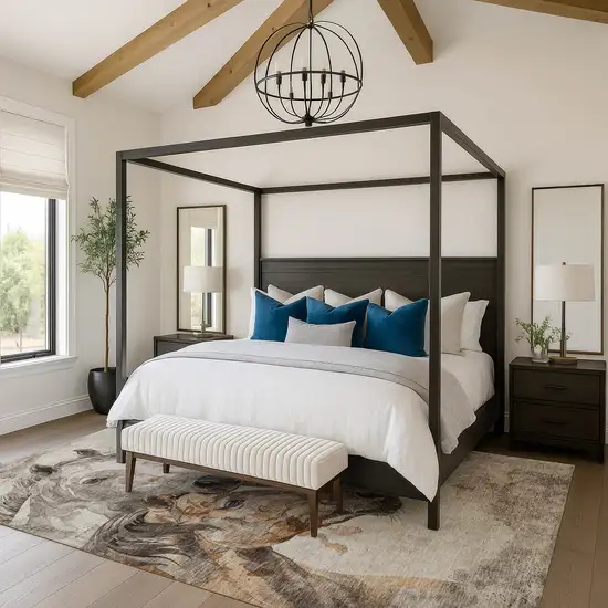 Beige Ivory And Gray Animal Print Washable Area Rug With UV Protection Photo 4