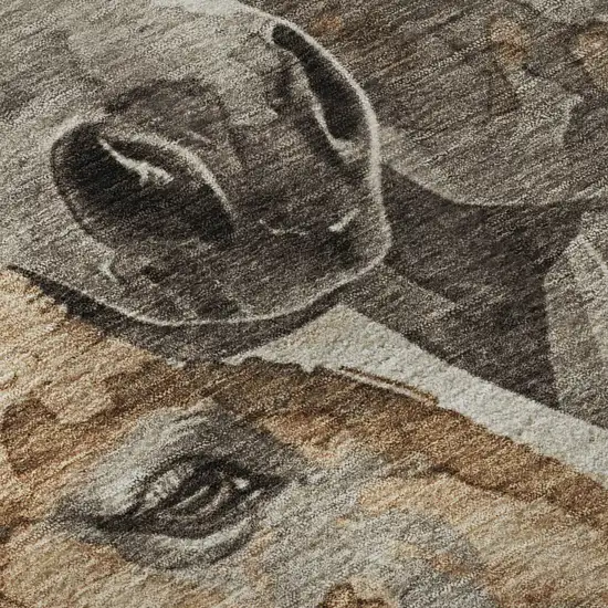 Beige Ivory And Gray Animal Print Washable Area Rug With UV Protection Photo 9