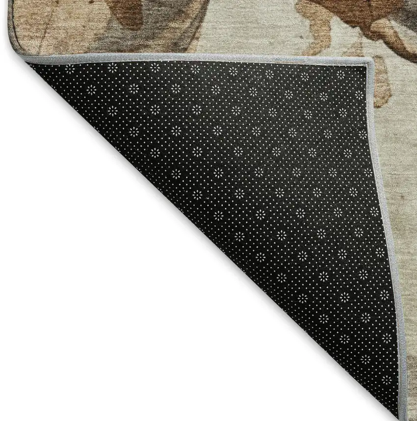 Beige Ivory And Gray Animal Print Washable Area Rug With UV Protection Photo 6