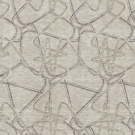 Beige Ivory And Gray Geometric Washable Area Rug With UV Protection Photo 2