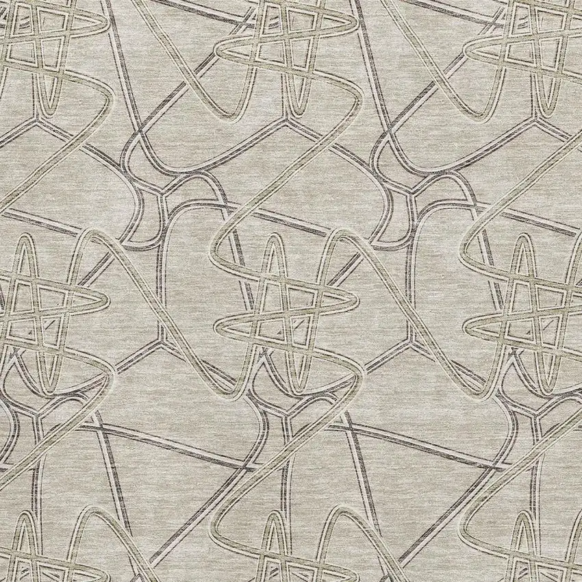 Beige Ivory And Gray Geometric Washable Area Rug With UV Protection Photo 2