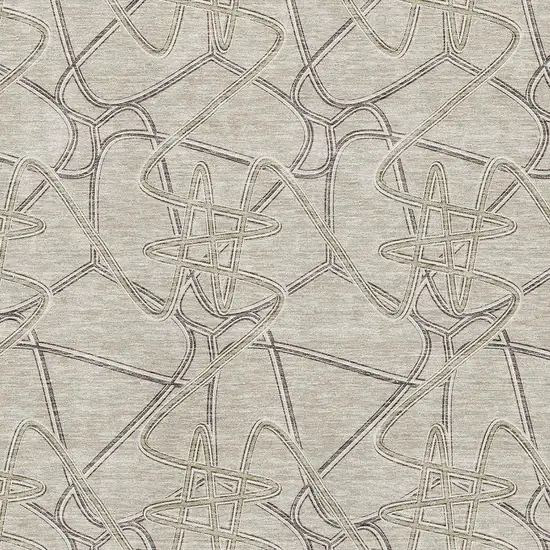 Beige Ivory And Gray Geometric Washable Area Rug With UV Protection Photo 2