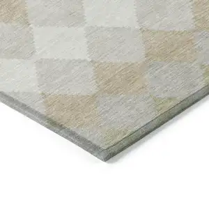 Photo of Beige Ivory And Gray Geometric Washable Indoor Outdoor Area Rug