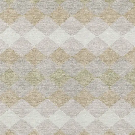 Beige Ivory And Gray Geometric Washable Indoor Outdoor Area Rug Photo 5