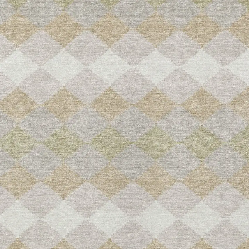 Beige Ivory And Gray Geometric Washable Indoor Outdoor Area Rug Photo 5