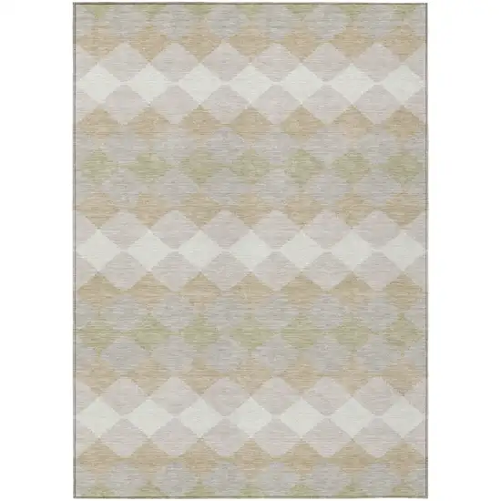 Beige Ivory And Gray Geometric Washable Indoor Outdoor Area Rug Photo 2