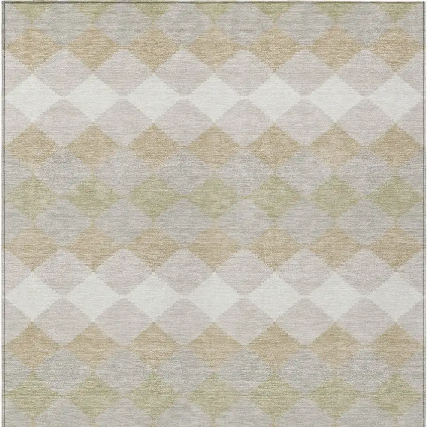 Beige Ivory And Gray Geometric Washable Indoor Outdoor Area Rug Photo 6