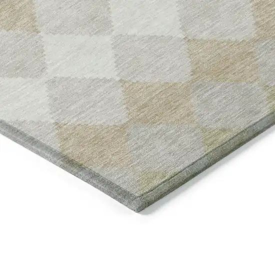 Beige Ivory And Gray Geometric Washable Indoor Outdoor Area Rug Photo 4