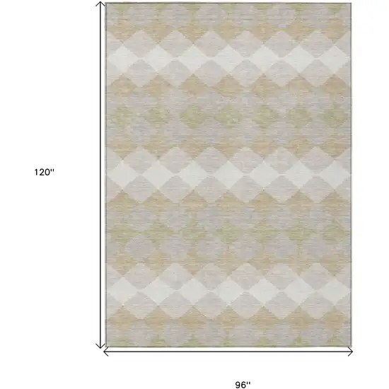 Beige Ivory And Gray Geometric Washable Indoor Outdoor Area Rug Photo 3