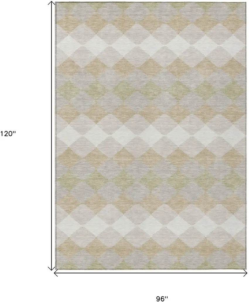 Beige Ivory And Gray Geometric Washable Indoor Outdoor Area Rug Photo 3
