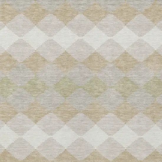 Beige Ivory And Gray Geometric Washable Indoor Outdoor Area Rug Photo 5