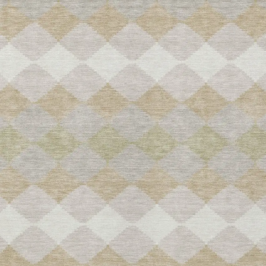 Beige Ivory And Gray Geometric Washable Indoor Outdoor Area Rug Photo 5