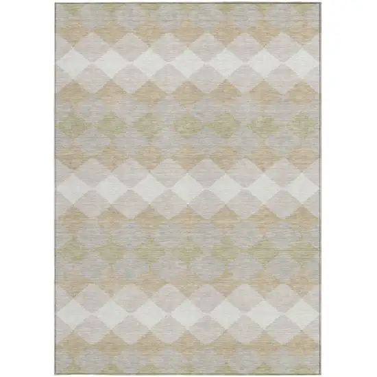Beige Ivory And Gray Geometric Washable Indoor Outdoor Area Rug Photo 6