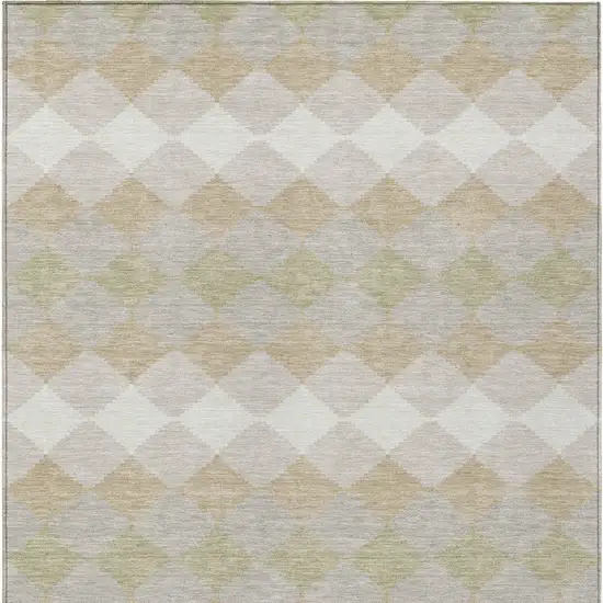 Beige Ivory And Gray Geometric Washable Indoor Outdoor Area Rug Photo 5