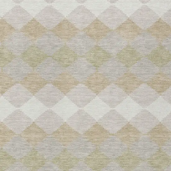 Beige Ivory And Gray Geometric Washable Indoor Outdoor Area Rug Photo 5
