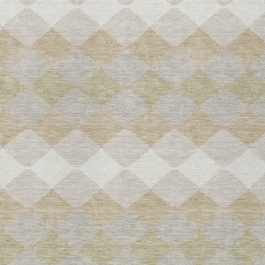 Beige Ivory And Gray Geometric Washable Indoor Outdoor Area Rug Photo 5