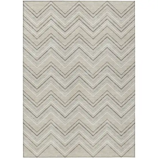 Beige Ivory And Gray Geometric Washable Indoor Outdoor Area Rug Photo 8