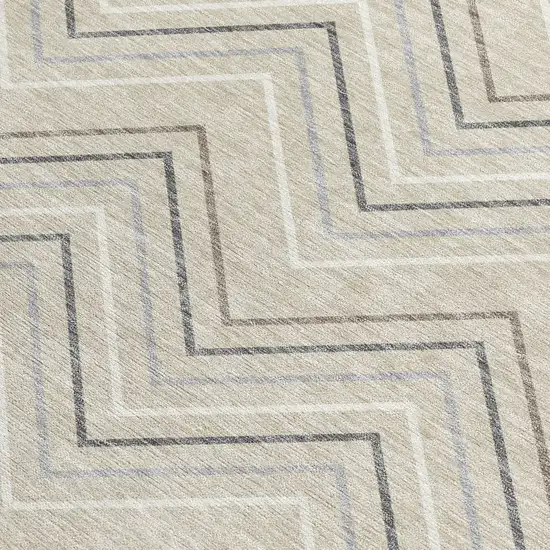 Beige Ivory And Gray Geometric Washable Indoor Outdoor Area Rug Photo 2