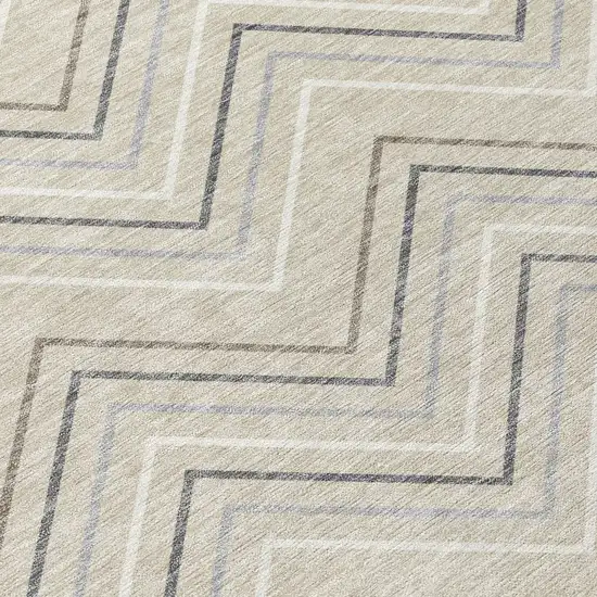 Beige Ivory And Gray Geometric Washable Indoor Outdoor Area Rug Photo 1