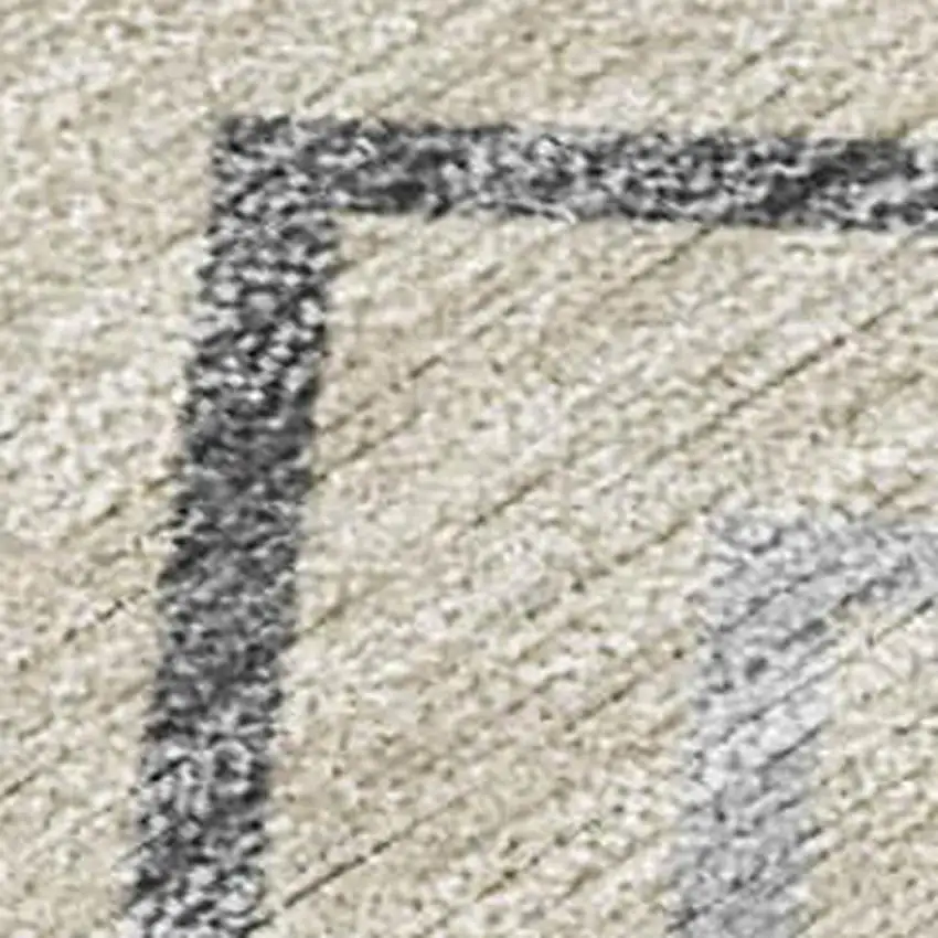 Beige Ivory And Gray Geometric Washable Indoor Outdoor Area Rug Photo 3