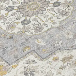 Photo of Beige Ivory And Gray Oriental Washable Indoor Outdoor Area Rug