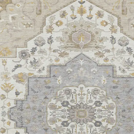 Beige Ivory And Gray Oriental Washable Indoor Outdoor Area Rug Photo 6
