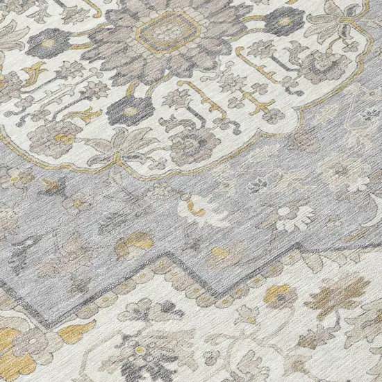 Beige Ivory And Gray Oriental Washable Indoor Outdoor Area Rug Photo 5