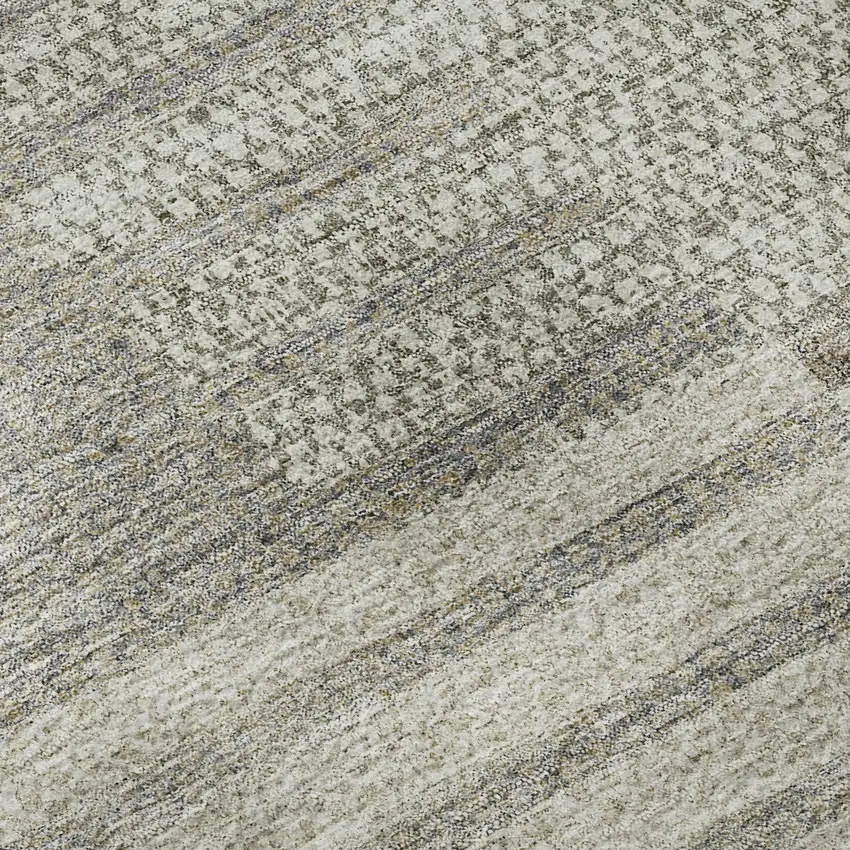 Beige Ivory And Gray Striped Washable Area Rug With UV Protection Photo 9