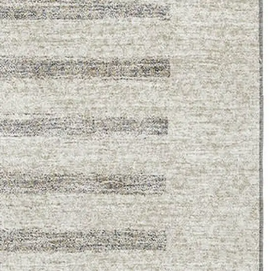 Beige Ivory And Gray Striped Washable Area Rug With UV Protection Photo 2