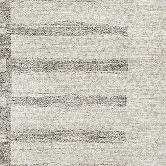 Beige Ivory And Gray Striped Washable Area Rug With UV Protection Photo 2