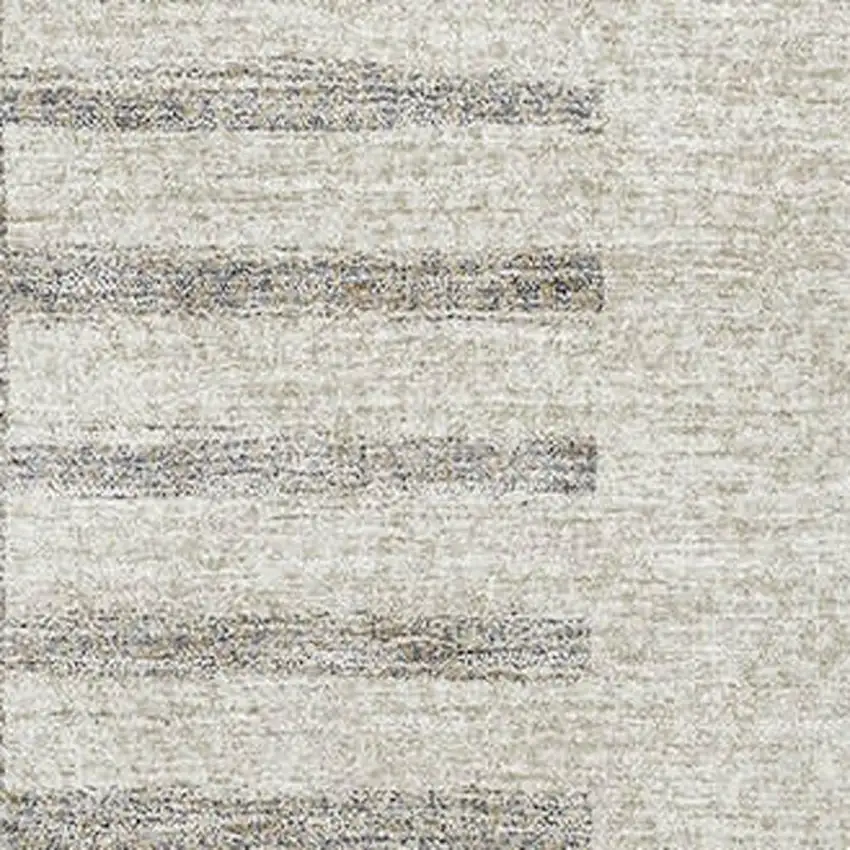 Beige Ivory And Gray Striped Washable Area Rug With UV Protection Photo 2