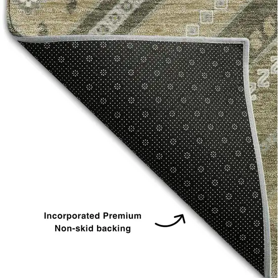 Beige Ivory And Gray Tribal Washable Area Rug With UV Protection Photo 6