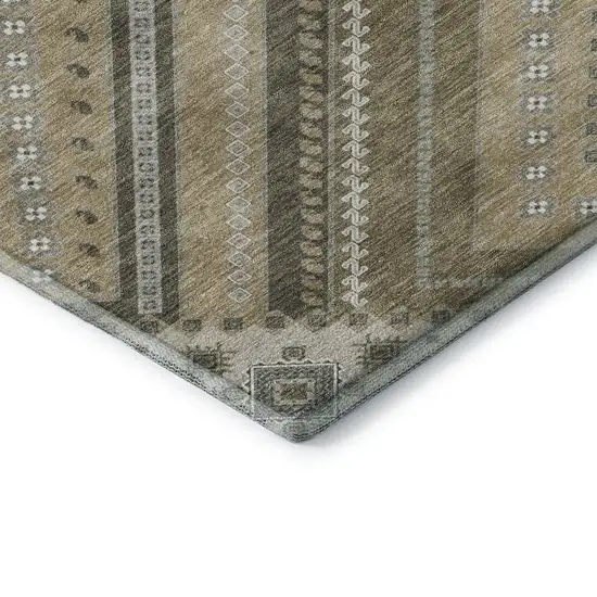 Beige Ivory And Gray Tribal Washable Area Rug With UV Protection Photo 7