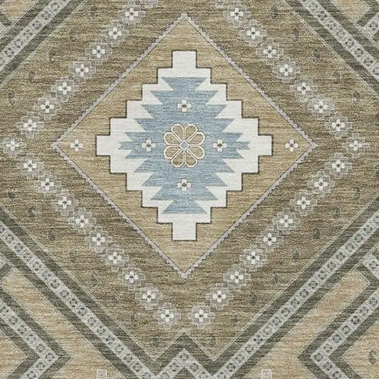 Beige Ivory And Gray Tribal Washable Area Rug With UV Protection Photo 2