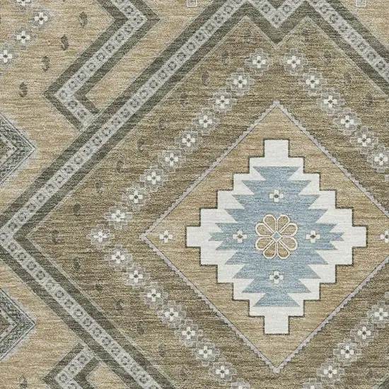 Beige Ivory And Gray Tribal Washable Area Rug With UV Protection Photo 2