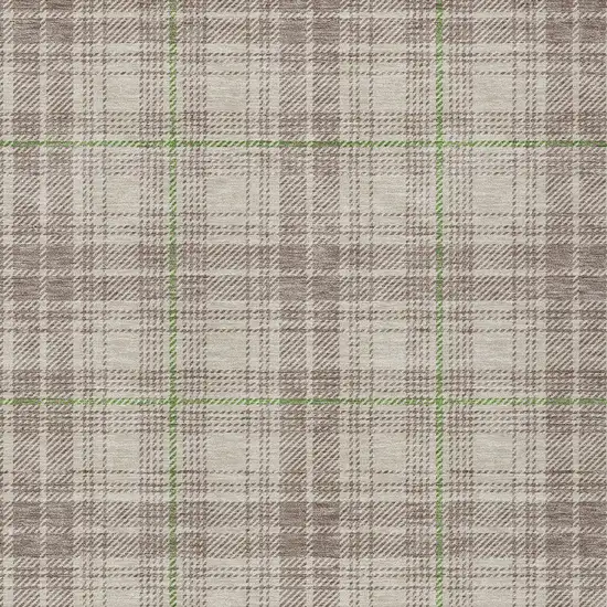 Beige Ivory And Green Plaid Washable Indoor Outdoor Area Rug Photo 5