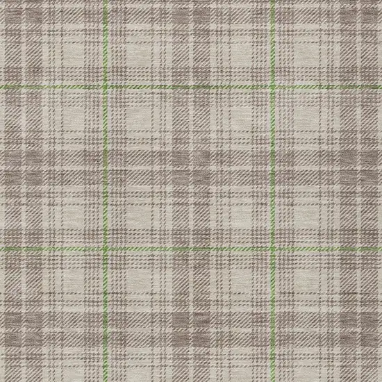Beige Ivory And Green Plaid Washable Indoor Outdoor Area Rug Photo 5