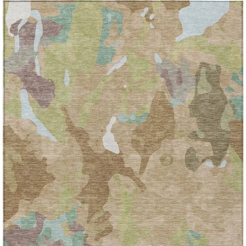 Beige Ivory And Plum Abstract Washable Indoor Outdoor Area Rug Photo 1