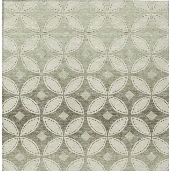 Beige Ivory And Sage Geometric Washable Indoor Outdoor Area Rug Photo 2