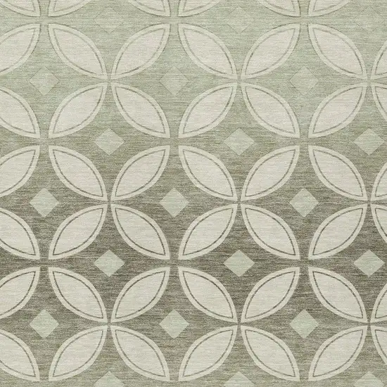 Beige Ivory And Sage Geometric Washable Indoor Outdoor Area Rug Photo 2