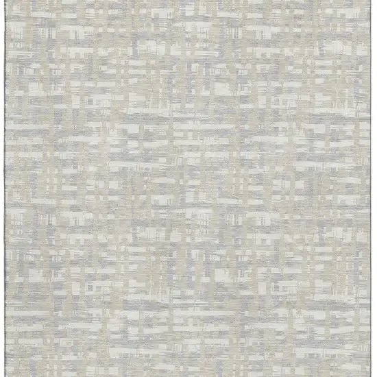 Beige Ivory And Silver Abstract Geometric Washable Area Rug With UV Protection Photo 2