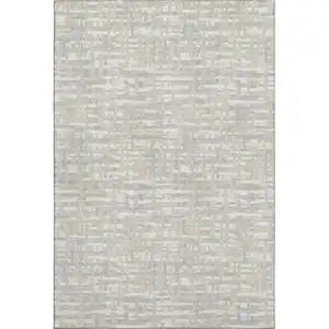 Photo of Beige Ivory And Silver Abstract Geometric Washable Area Rug With UV Protection