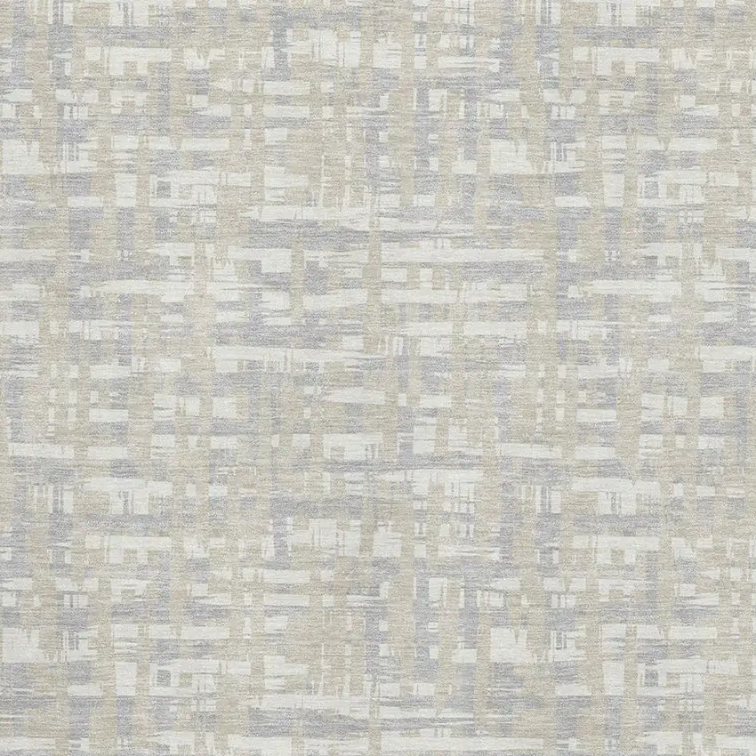 Beige Ivory And Silver Abstract Geometric Washable Area Rug With UV Protection Photo 2