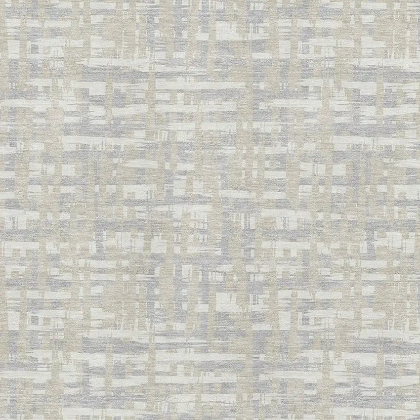 Beige Ivory And Silver Abstract Geometric Washable Area Rug With UV Protection Photo 2