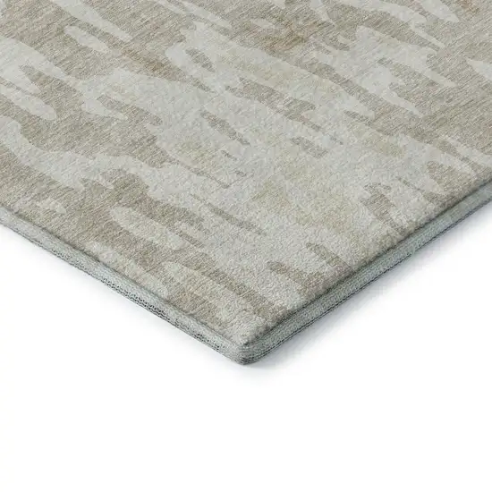 Beige Ivory And Tan Abstract Washable Area Rug With UV Protection Photo 6